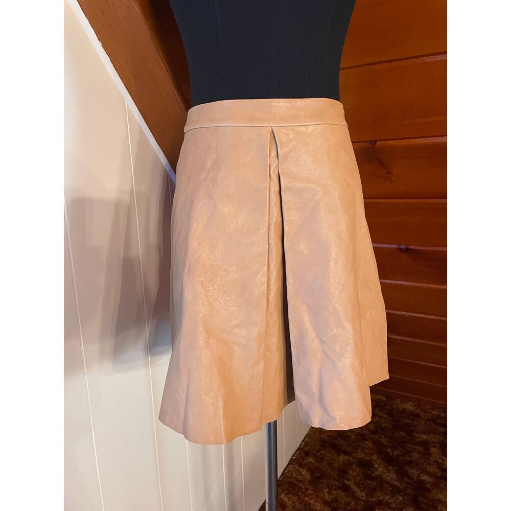 Alice + Olivia Russo 100% Lamb Leather Pleat Wrap Mini Skirt size 0